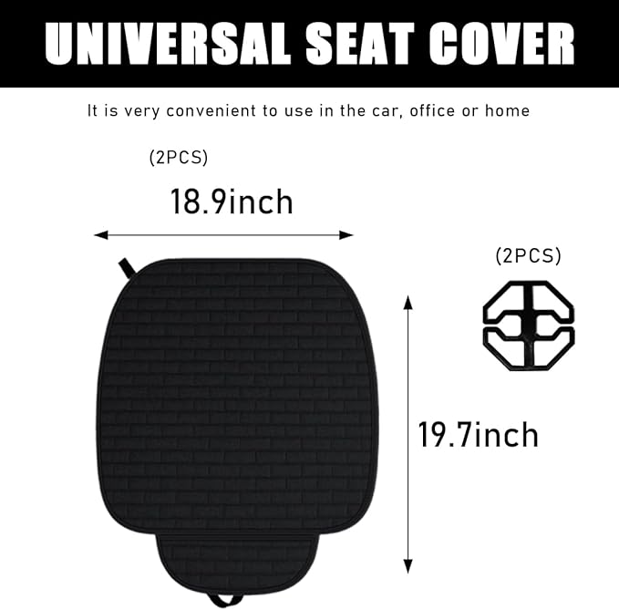 2PCS Car Seat Bottom Cover Pad, Comfortable Auto Front Seat Button Cushion Pad with Pocket, Breathable Vehicle Seat Protector Mat, Universal Truck SUV Van Car Accessories (Black)
