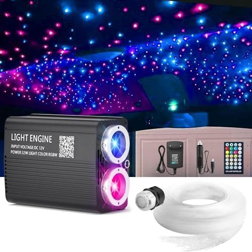 VASTFIRE Starlight Headliner Kit 1000pcs, 32W Dual-Color Meteor + Twinkle Star Headliner kit Music/Voice Activated Star Lights for Car, Bed Room, RVs, Home Theaters | Bluetooth + Remote Contr