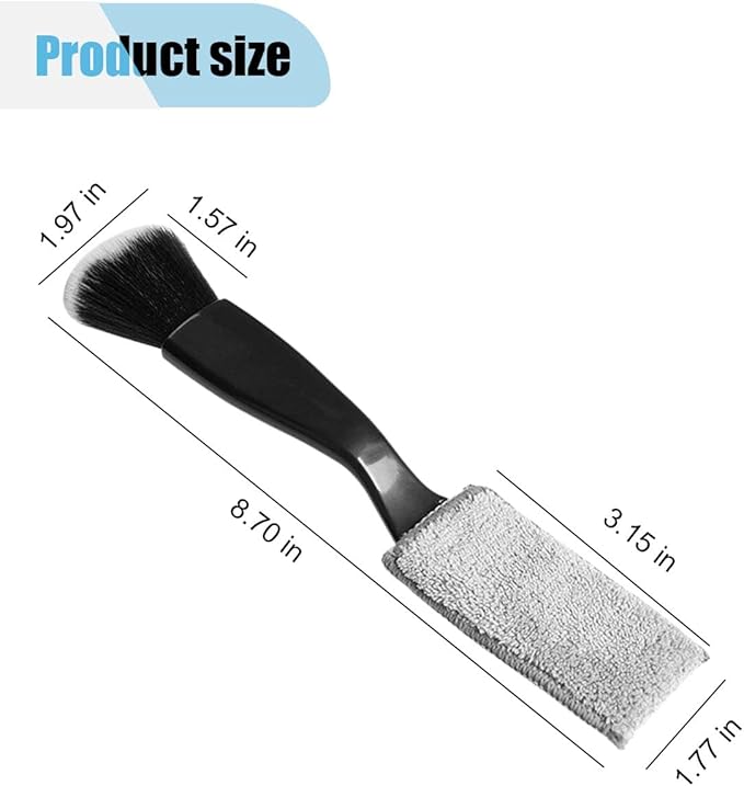 Car Double Head Clean Brush, 2 in 1 Duster for Car Clean, Car Interior Dust Detailing Brush for Air Vents Dashboard Screen, Soft Car Cleaning Tool Accessories (Black)