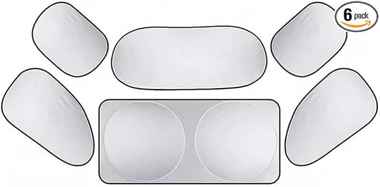 6PCS Reflective Car Windshield Sunshade Kit, Foldable Magnetic Side Window Shade with Storage Bag, Silver Coated UV Protection Heat Shield, Universal Auto Privacy Cover for Baby Camping Napping