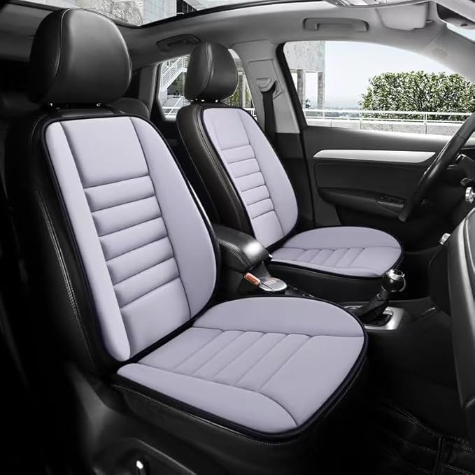 Generic Car Seat Cushion with Lumber Support Pillow- Used Memory Foam Design to Relief Pain and Enhanced Comfort for Automotive Seat Driver, Ergonomic Lumbar Comfort for Long Sitting, Light Grey