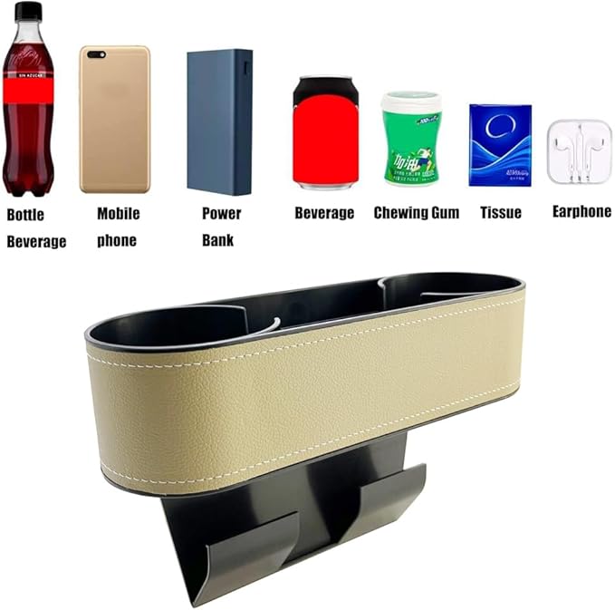 Cup Holder for Car Seat Gap Organizer, Multifunctional Cup Drink Holders with PU Leather Cover,Side Insert Center Console Gap Filler Storage Box for Mug Bottle CellPhones Keys Coffee Coasters