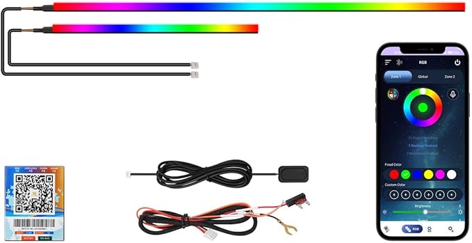 Upgraded Dreamcolor Acrylic Car Interior Lights RGB LED Strip Lights APP Control Zoned Control System 252 Color Modes DIY Fiber Optic Ambient Lighting Kits 2 in 1 Music Car Neon Lights