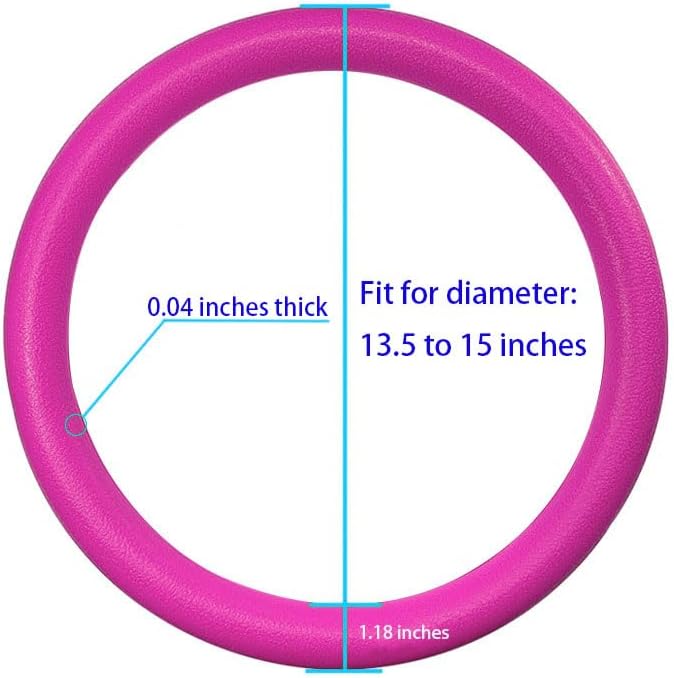 Pink Car Steering Wheel Cover: Universal 13.5 to 15 inches Silicone Steering Cover Compatible with Most Car Models Fit for Round Shpe D Shape