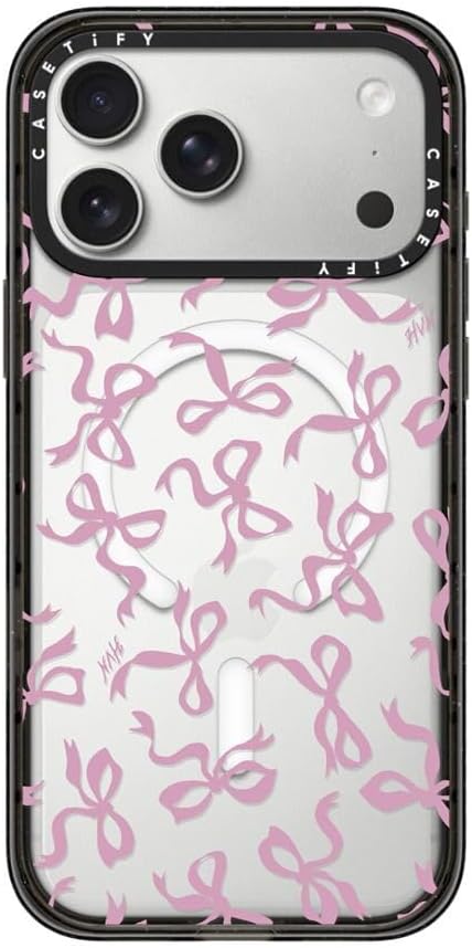 CASETiFY Impact iPhone 17 Pro Max Case [Slim/Compatible with Magsafe / 8.2 ft. 4X Military Grade Drop Protection] - Bows - Clear Black