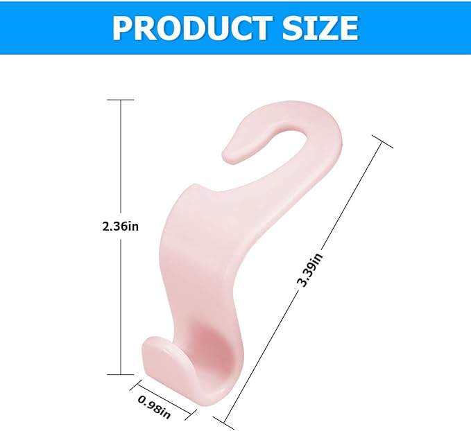 Car Back Seat Headrest Hooks, 4PCS Vehicle Backseat Storage Organizer Hanger, Auto Headrest Hidden Hook Universal for Handbag Purse Backpacks Bags and Groceries (Light Pink)