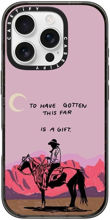 CASETiFY Impact Case for iPhone 16 Pro [Slim / 8.2 ft. 4X Military Grade Drop Protection/Compatible with Magsafe] - Cowboy Quest - Clear Black