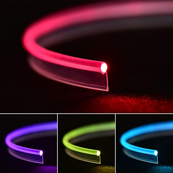 Super Bright MMA Plastic Optic Fiber Side Glow Unibody Band Edge Cable Car LED Illumination Optic Fiber Band Car Interior Atmosphere Lights (9.84ft)