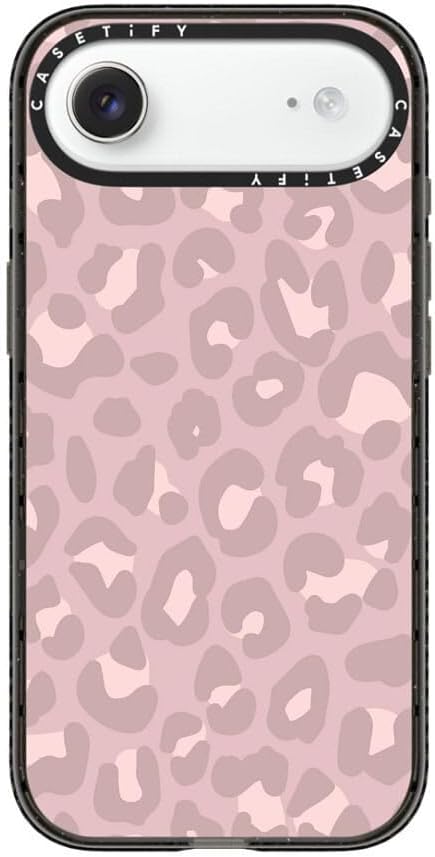 CASETiFY Impact iPhone Air Case [Slim/Compatible with Magsafe / 8.2 ft. 4X Military Grade Drop Protection] - Dusty Pink Leopard - Pale Petal - Clear Black
