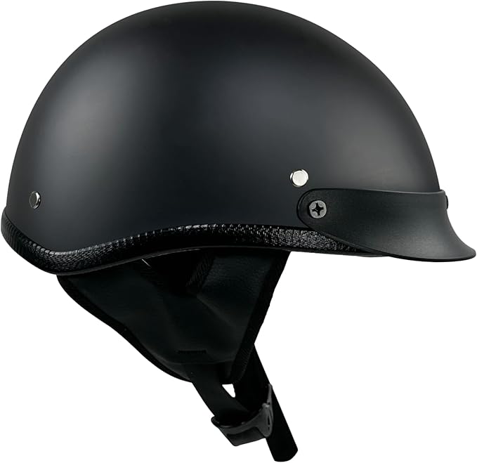 Adult Unisex Black Half Motorcycle Helmet, DOT Approved, for Chopper Moped Scooter Motorbike Electric