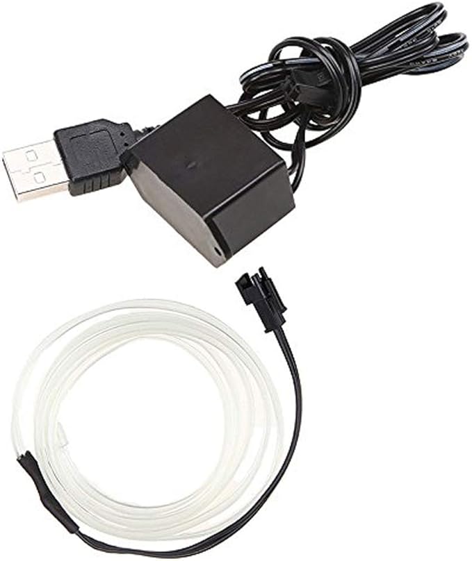 ABALDI USB Neon Light El Wire Glowing Electroluminescent Wire for Xmas Party Pub Indoor Outdoor Decoration with 5mm Sewing Edge 2M/6FT (Ice Blue)