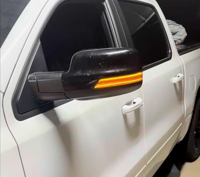iJDMTOY Semi-Clear Lens Dynamic Sequential Blink/Flow Full LED Side Mirror Turn Signal Light Assembly Kit Compatible with 2019-up Dodge RAM 1500