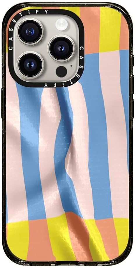 CASETiFY Impact iPhone 15 Pro Case [Slim/Compatible with Magsafe / 8.2 ft. 4X Military Grade Drop Protection] - Afternoon at Bondi - Clear Black