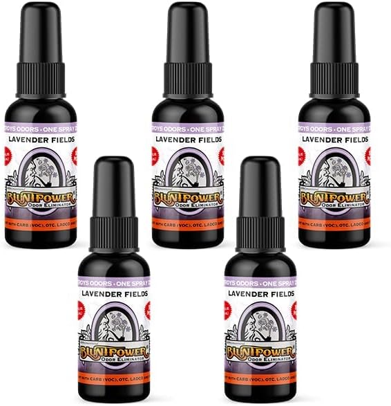 BluntPower Lavender Fields 5 Pack Concentrated Odor Eliminator and Diffuser Oil - Room Deodorizer, Smoke Eliminator Spray - Premium Oil Based Air Freshener