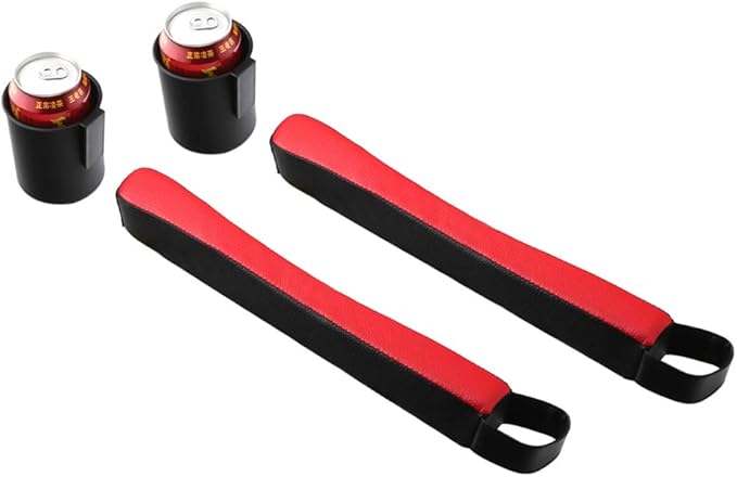 Supin 2 Prices Car Seat Gap Filler Pad PU Leather Console Side Pocket Organizer and one Cup for Cellphone Wallet Coin Key (Black+Red)
