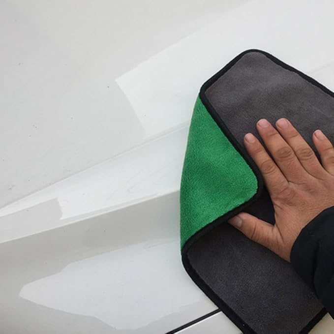 GALPADA 4pcs 30x40cm Dual-Tone Plush Fleece Car Wash Towels, Ultra Absorbent Microfiber Cleaning Cloths for Auto Detailing and Interior Care Random Color