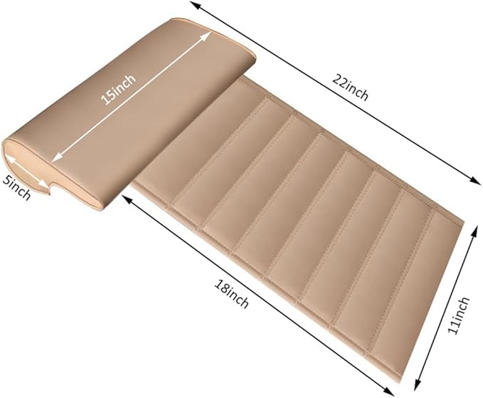 Leather Car Seat Extender Cushion,Car Leg Extender Leg Support Pillow Universal Car Seat Leg Pad,Comfortable Leg Rest Extended Cushion Mat for Car Bus Train Home Office (Beige)