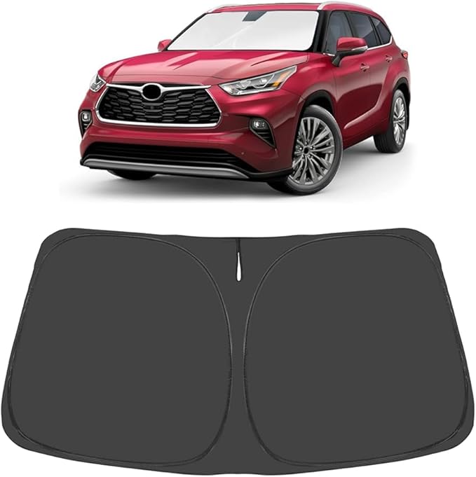 Proadsy for Toyota Highlander 2020-2025 2026 Windshield Sun Shade 4-Layer Foldable Front Sunshade Highlander L LE XLE Limited Platinum Protector Sun Visor Blocks UV Rays Keep Car Cooler