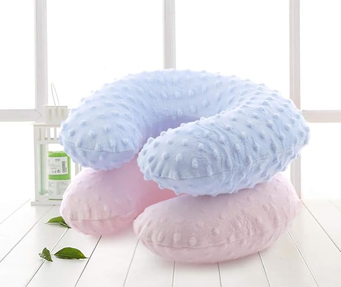 Neck Pillows Kids Travel Pillow Inflatable Head Support Pillow Cute Cozy U Shape Neck Pillow for Car Seat Airplanes Train Soft Washable Chin Neck Support Pillow for Toddler Boys Girls (Pink)