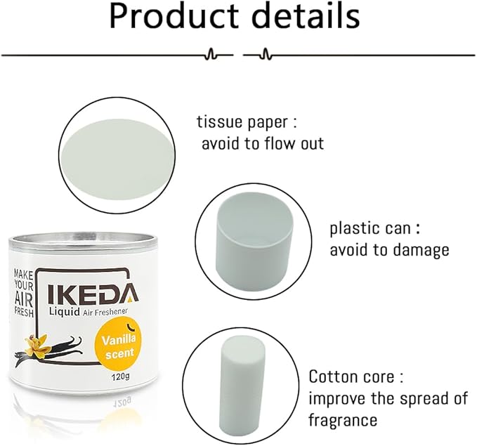 Car Air Freshener: Vanilla Scents | Car Fresheners | Strong Fragrance | Smoke Smell Remover | Liquid Cans Freshener | For Auto Home | 120g | 1 pack