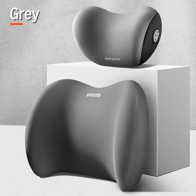 Car Headrest & Lumbar Support Cushion Kit, Ergonomic Car Seat Neck Pillow and Backseat Cushion for Driving Fatigue Relief, Driving Seat Memory Foam Neck Back Rest Pillows (Grey)