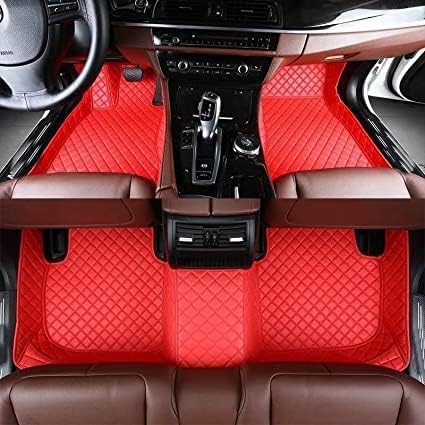 Custom Car Floor Mats for 96% Sedan SUV Sports Car Protection Full Coverage Pads Anti-Slip Leather Floor Lining All Weather Car Floor Mats (red)