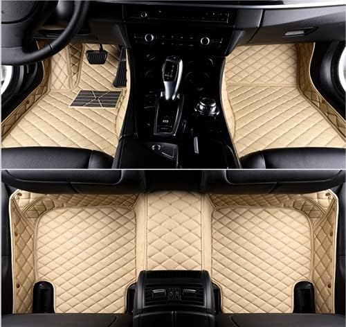 Custom Making Car Floor Mats for 95% Sedan SUV Sports Car Full Coverage Cute Men Women Pads Protection Non-Slip Leather Floor Liners (Beige)
