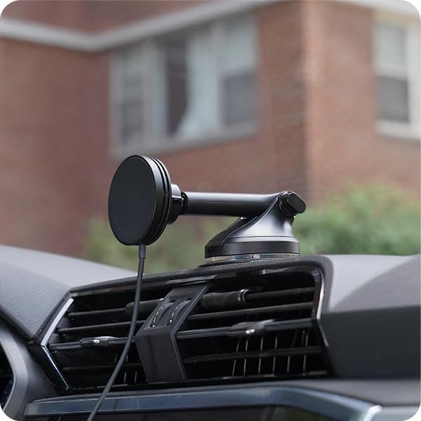 iOttie Velox Qi2 Mini 15W Wireless Charger Car Mount - Dash & Windshield Car Phone Holder - MagSafe Compatible iPhone Mount for Qi2 Smartphones (iPhone12 13 14 15 16 and 17) - Car Charger Included