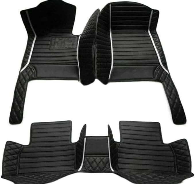 Custome Car Mats Accessories All Weather Floor mats Compatible with Automotive Floor Mats Passenger car mats (All Black White)