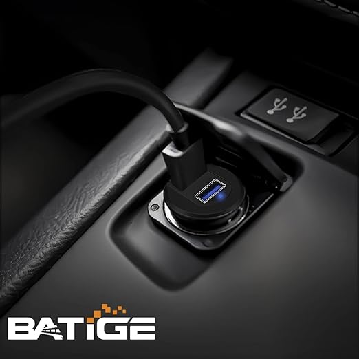 BATIGE Alloy Dual Port USB 3.0 Car Dashboard Flush Mount Cable, Male to Female with LED Indicator Extension Cable for Car Truck Boat Motorcycle Dashboard Panel 1ft