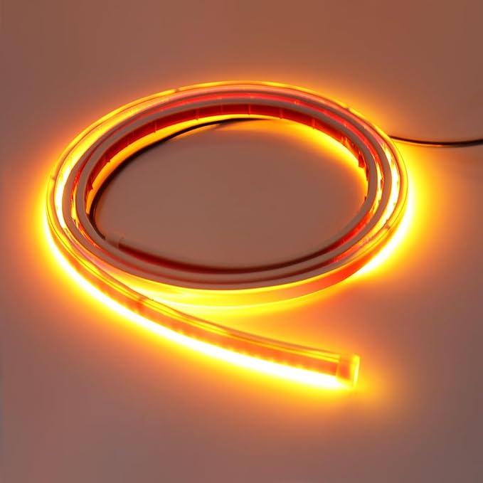 Flexible 59 Inch LED Strip Lights - Waterproof Car Hood Daytime Running Light Strip with Turn Signal for Trucks, Cars (White)