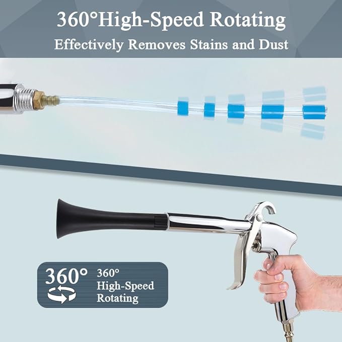 Car Cleaning Gun with Microfiber Cleaning Cloth Car Detailing Brush，High Pressure Air Blow Gun with 2 Set Nozzle, Interior Car Cleaning for Vehicle Upholstery Carpet Seat