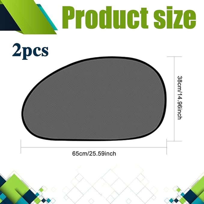 2PCS Car Window Shade, 25"×15" Side Window Sun Shade Blocker with Suction Cups, Mesh Vehicle Window Screen Provide Glare and UV Rays Protection for Baby, Universal Car Accessories for Most Models