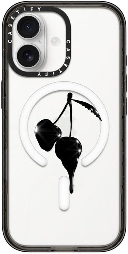 CASETiFY Impact iPhone 17 Case [Slim/Compatible with Magsafe / 8.2 ft. 4X Military Grade Drop Protection] - Night Cherry - Clear Black