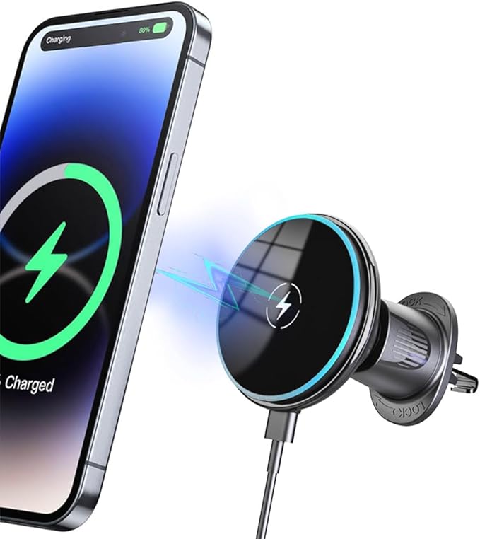 MagSafe Car Mount Charger - 15W Magnetic Wireless Car Charger Vent Dashboard, 360° Rotation Magnetic Phone Holder for Car Charging HandsFree for iPhone 17 16 15 14Pro Max, Gift for Men Women