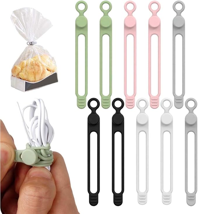 Data Cable Organizer, 2025 New Silicone Cable Ties Cable Management Organizer, 106mm Reusable Cord Organizers, Colorful Wire Organizers for Cords (10)