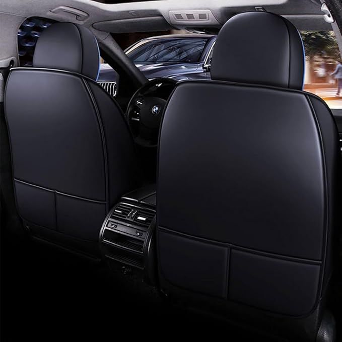for Toyota RAV4 2008-2025 Car Seat Covers, Full Coverage Customized Seat Covers Premium Leather Waterproof Stain-Resistant Easy to Install (Full Set with Pillows, Black&Blue)