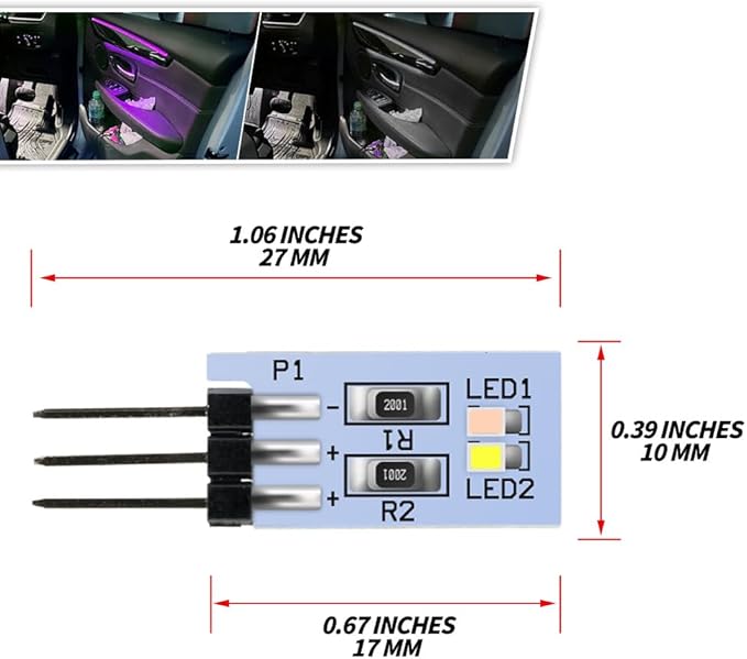 NJSBYL 10PCS Door Pocket Penal Ambient Circuit Board for B-MW X1 2016-2022, Gran Turismo 2020-2017, 7 Series F01/LWB F02 LCI 2012-2015 Interior Door Panel Light Purple-White Courtesy Light Kit