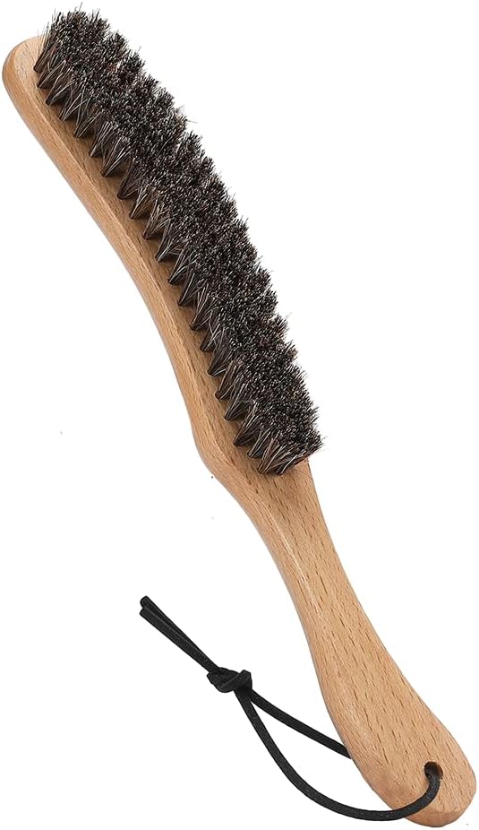 Hat Brush - Clean Western Cowboy Hat, Fedora Hat & Baseball Cap, Horsehair Bristle Garment Brush Remove Cat Hair Dust for Suits, Suede, Cashmere, Clothes & Furniture, Beech Handle