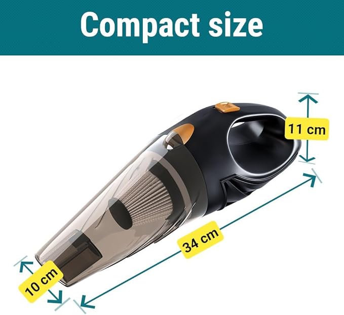 Car Vacuum, Portable Handheld Vacuum Cleaner with 16ft Cord, HEPA Filter, & Attachments – Compact Vacuum for Car, RV, Boats & Travel – Strong Suction for Quick Clean-ups