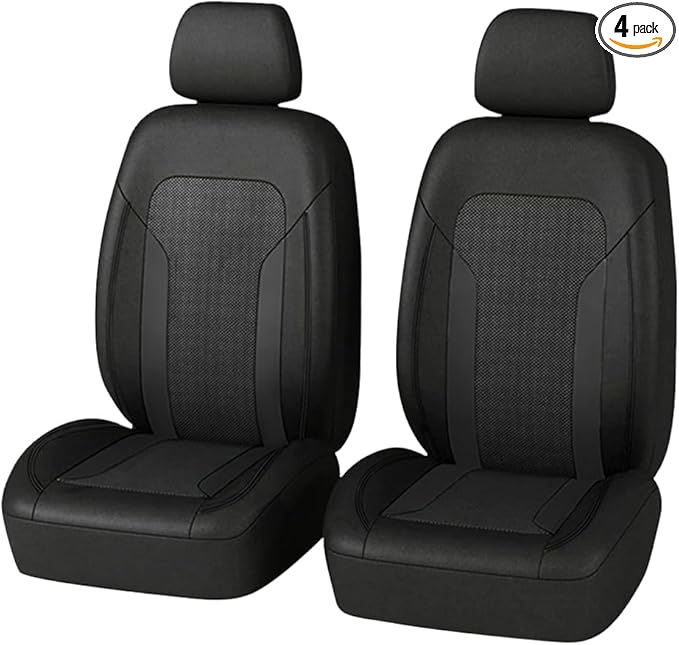 4PCS Cooling Car Seat Covers,Breathable Front Seat Covers with Mesh Construction and Foam Padding,Car Seat Protector to Reduce Back Sweating,Universal Car Interior for Car SUV (Black)