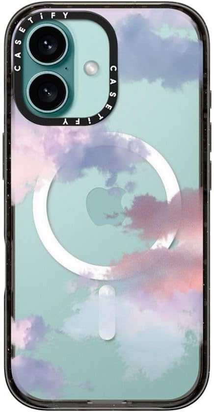 CASETiFY Impact Case for iPhone 16 [Slim / 8.2 ft. 4X Military Grade Drop Protection/Compatible with Magsafe] - Clouds - Clear Black