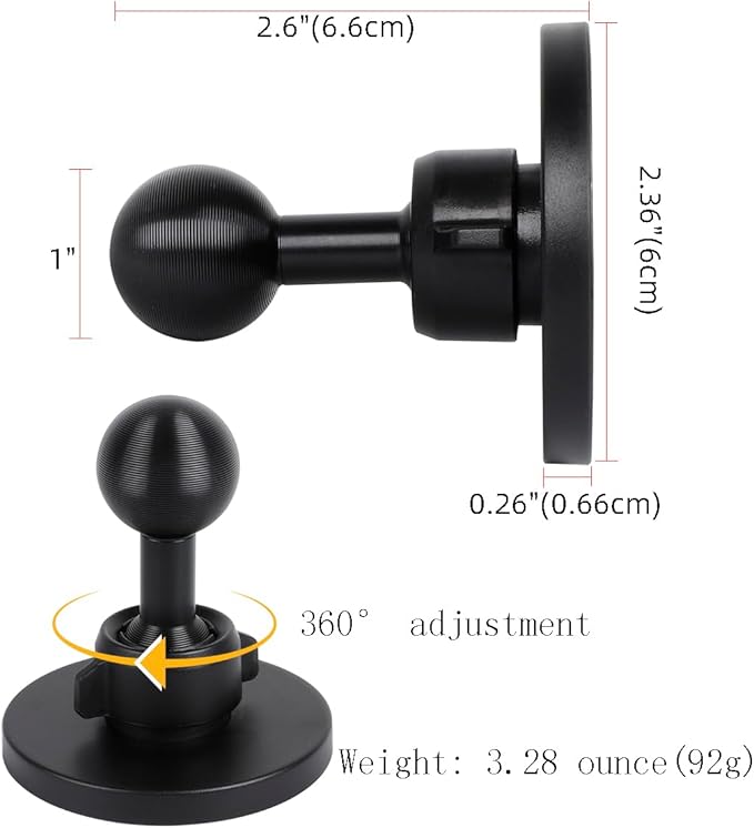Super Magnetic Cell Phone Holder Base with 1" Ball for MagSafe iPhone 17 16 15 14 13 Series,Compatible with RAM mounts and Other B Size Ball Double Socket Arm
