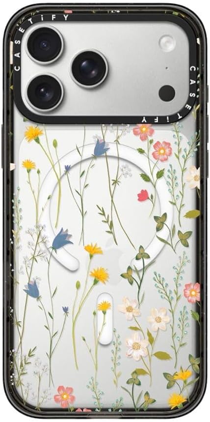 CASETiFY Impact iPhone 17 Pro Max Case [Slim/Compatible with Magsafe / 8.2 ft. 4X Military Grade Drop Protection] - Dreamy Floral Pattern - Clear Black