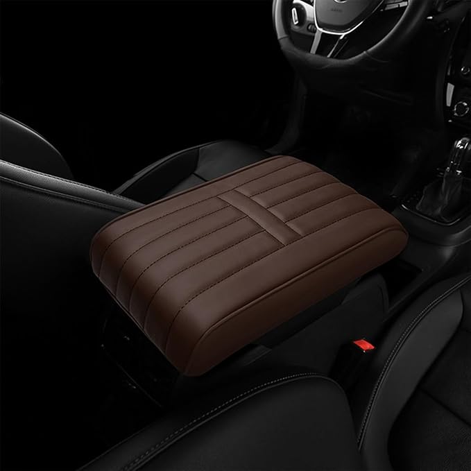 Car Armrest Pad for Volkswagen VW Atlas (7-Seater) 2018 2019 2020 2021 2022 2023 2024 2025 Memory Cotton Armrest Box Pad Center Console Scratch Pad Cushion Protector,Brown