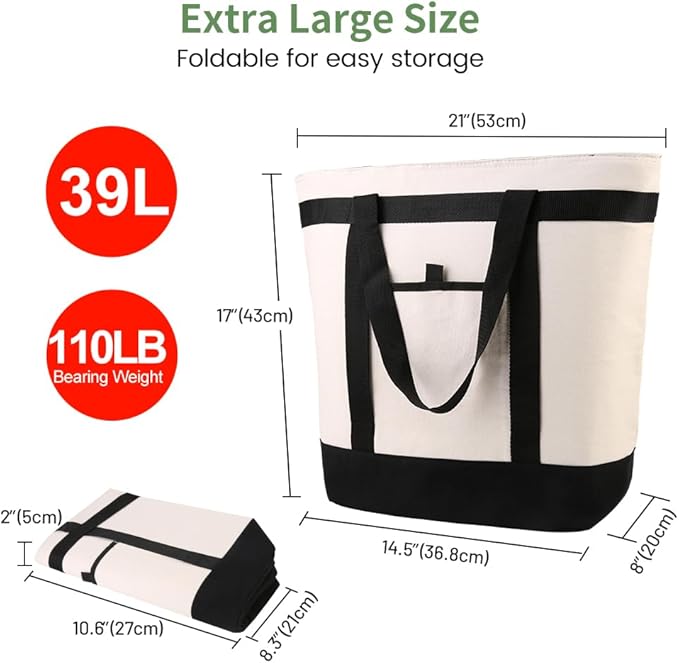 mosago Insulated Cooler Tote Bags, DIY Your Creative Designs, The Tote Transforms from Grocery Runs to Weekend Adventures, Large Leak Proof Food Delivery Bag Frozen/Thermal Foods, Collapsible
