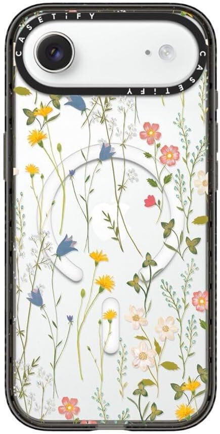 CASETiFY Impact iPhone Air Case [Slim/Compatible with Magsafe / 8.2 ft. 4X Military Grade Drop Protection] - Dreamy Floral Pattern - Clear Black