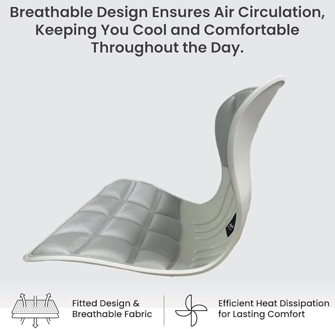 Ergonomic Lumbar Support Cushion, Silver, 460mm x 440mm x 340mm, Large, for Office Chairs & Car Seats, Posture Correction, Pregnancy Comfort,110-300 lbs Capacity
