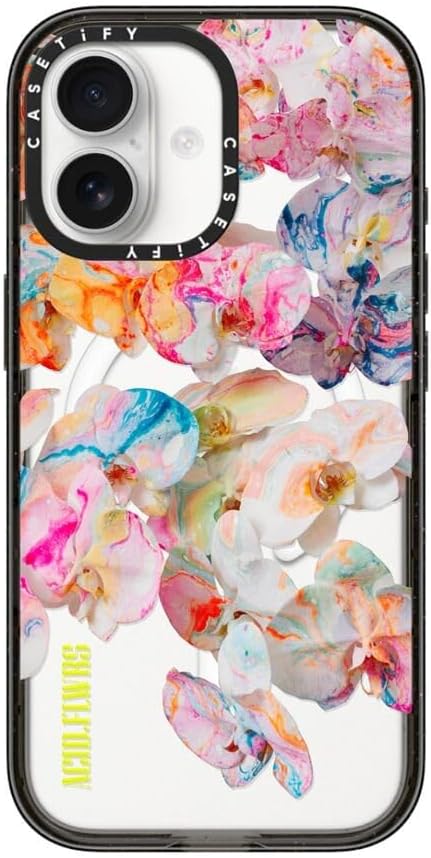 CASETiFY Impact iPhone 17 Case [Slim/Compatible with Magsafe / 8.2 ft. 4X Military Grade Drop Protection] - AF Dream FLWRS - Clear Black