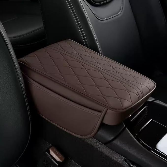 1 Pack Car Center Console Cover Custom Fit for Acura RDX 2013 2019-2023 2024 2025, Leather Memory Foam Armrest Cushion Protector, Anti-Scratch Durable Armrest Pad,Coffee Brown